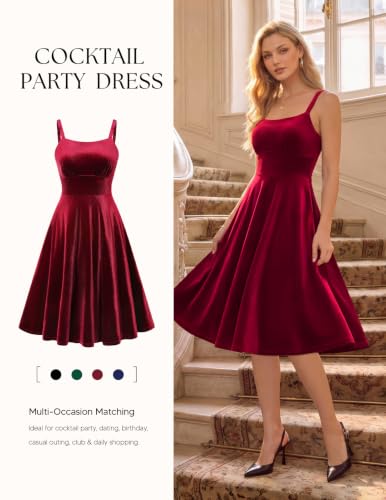 Belle Poque Women's 2026 Fall Winter Velvet Dresses with Pocket