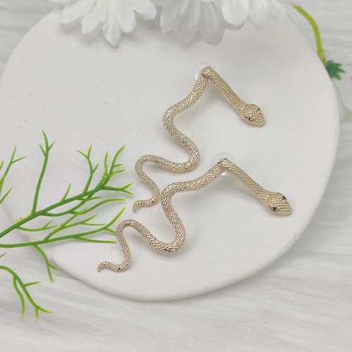 Vintage Goth Snake Earrings - Gold & Silver Snake Statement Jewelry for Women's Halloween