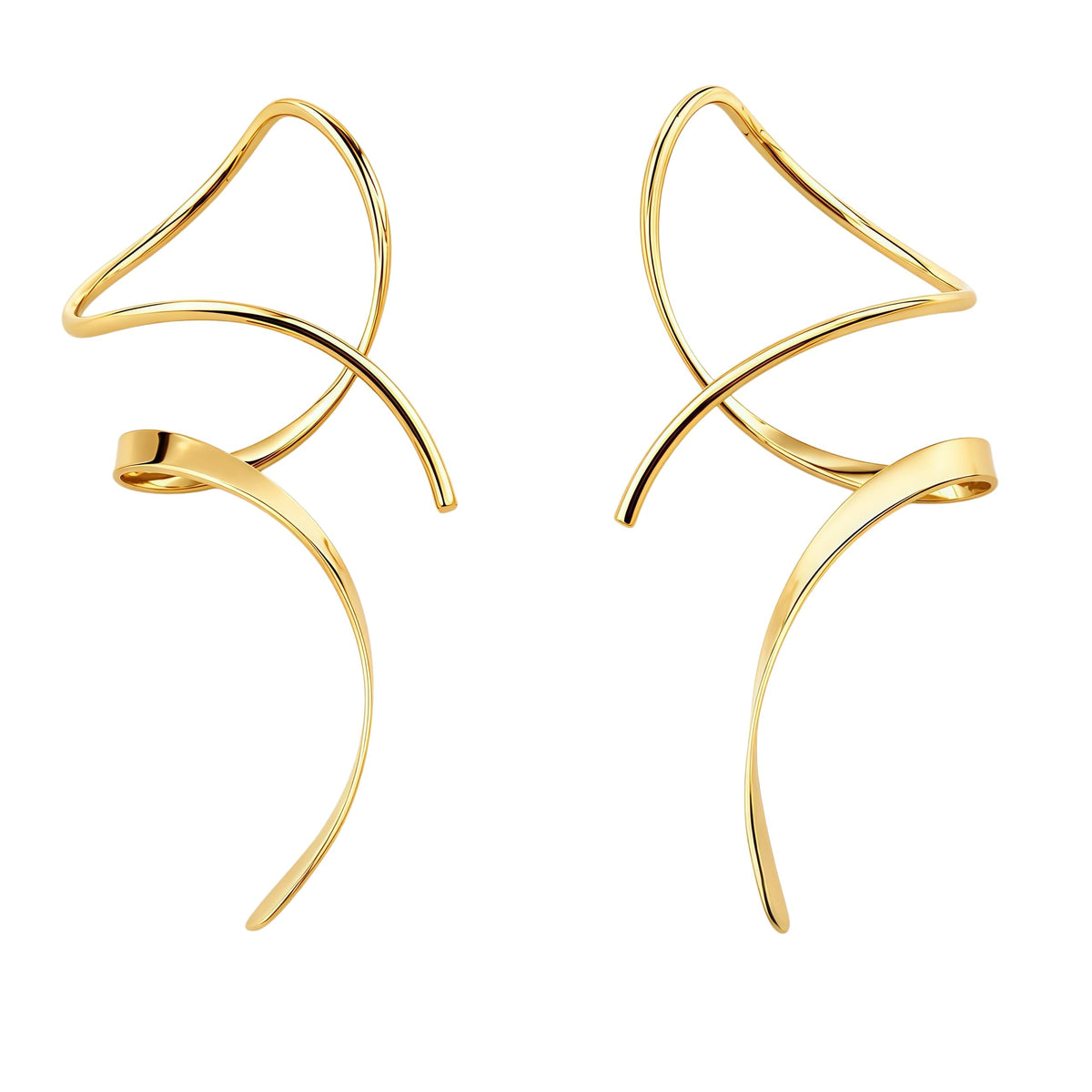 Hand-Bent Spiral Threader Dangle Earrings