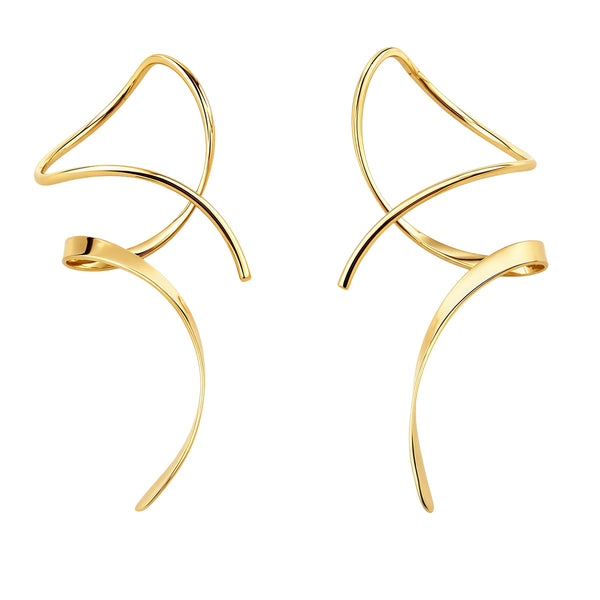 Hand-Bent Spiral Threader Dangle Earrings