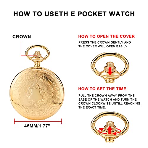 Carved Flower Quartz Pocket Watch with Quartz Movement, Pocket Watch w