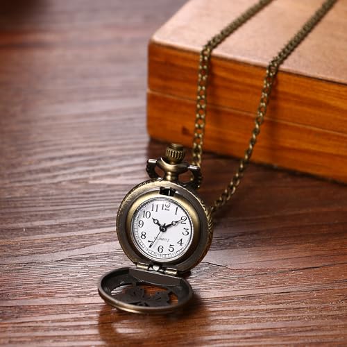Hollow Butterfly Pocket Watches: Women's Bronze Vintage Analog Quartz