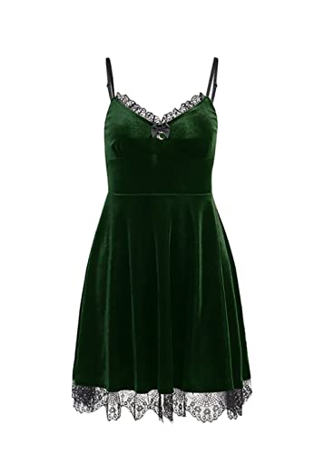 TSMNZMU Womens Gothic Velvet Dress Witchy Moon Charm Lolita Cami Dresses