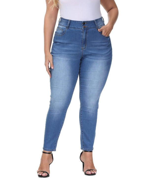 Womens Plus Size Skinny Jeans High Waisted Stretchy Classic