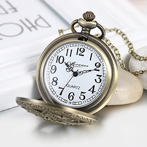Antique Bronze Retro Hollow Rose Flowers Openwork Quartz Pocket Watch Secondary image