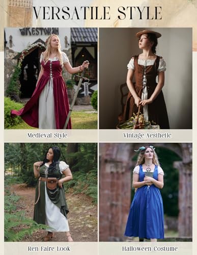 Scarlet Darkness Renaissance Costume Women Halloween Medieval Pirate Dress