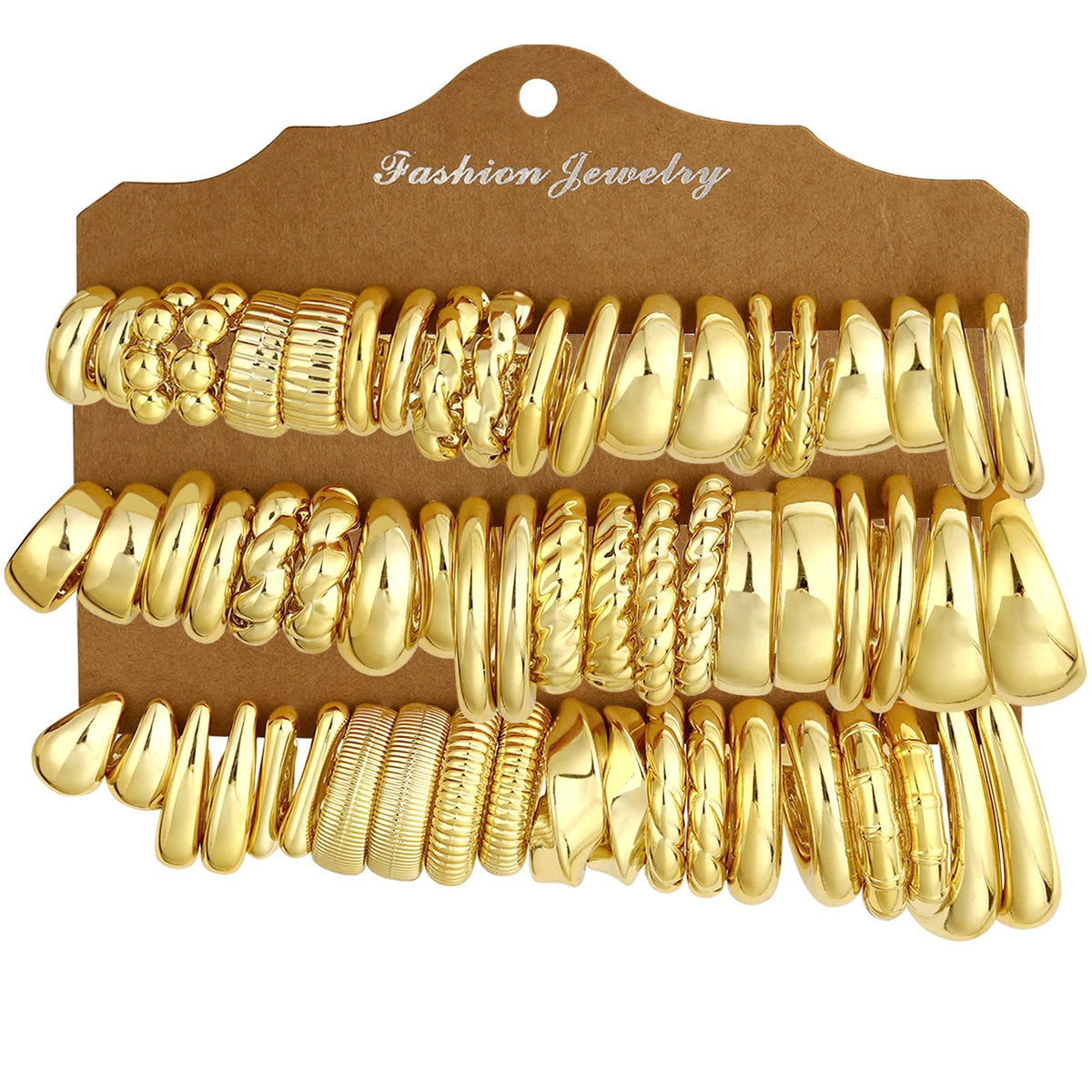30 Pairs Chunky Gold Hoop Earrings for Women, Multipack Jewelry for Gift