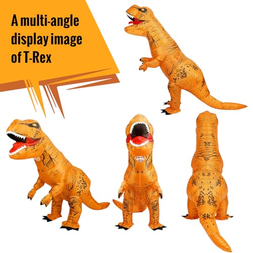Inflatable T-Rex Costume, Adult&Kid Dinosaur Blow Up Suit for Halloween Cosplay Themed Parties, Dino Costume