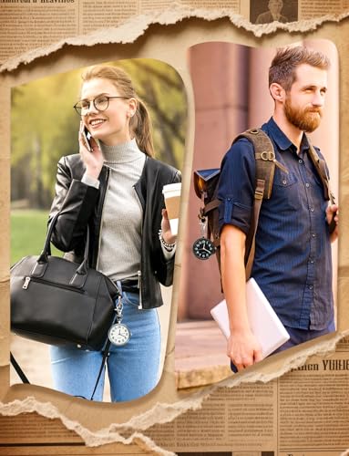 Quartz Pocket Watch, Portable Clip on Watch with Keychain Outdoor for