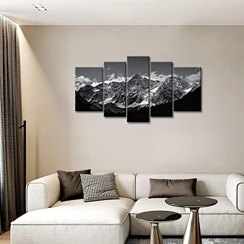 5-Piece Black & White Mountain Canvas Wall Art
