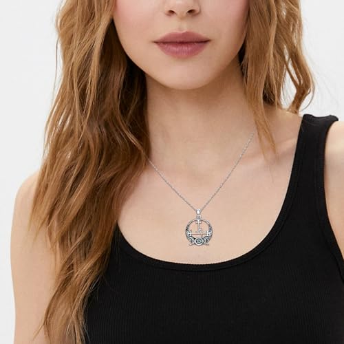 Sterling Silver Pentagram Necklace Triple Moon
