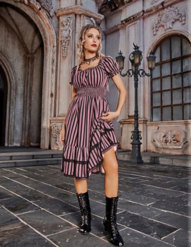 Scarlet Darkness Womens Gothic Pirate Corset A Line Midi Dress with Pockets