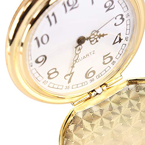 Set of 2 Classic Pocket Watch with Chain for Men and Women