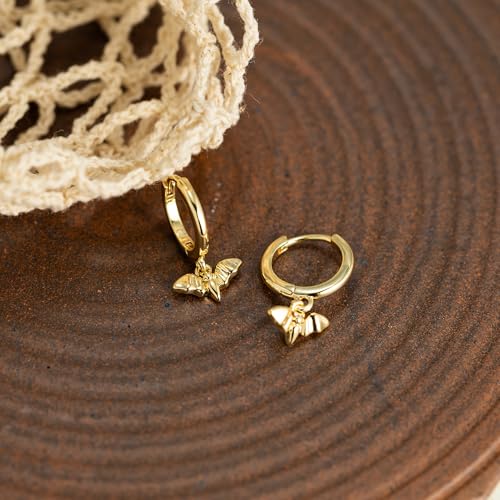 Huggie Earrings for Women-14K Gold/Silver/Black Plated Heart Safety Pin Starfish Butterfly Snake Pearl Bee Earrings for Women Gold Hoop Earrings