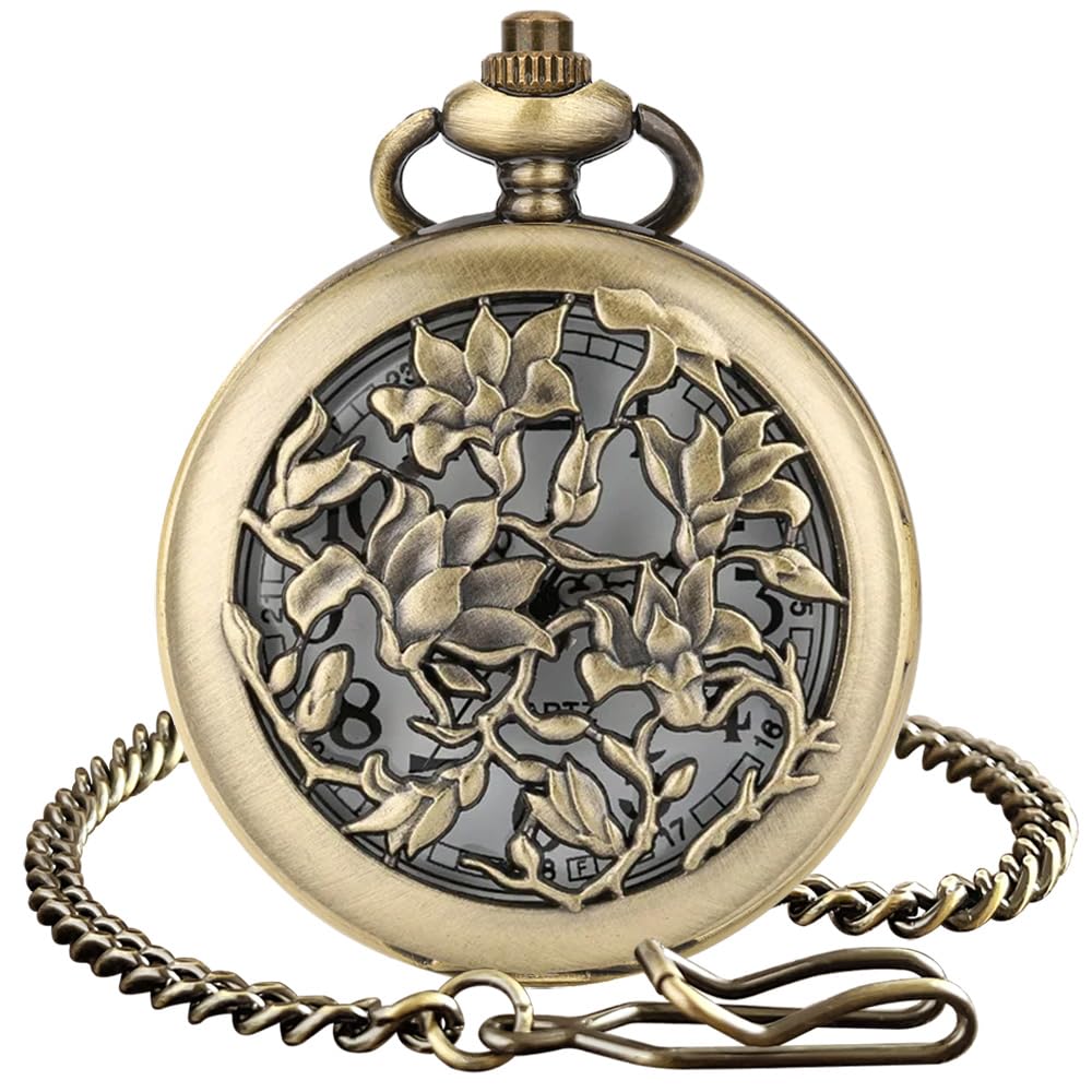 Vintage Skeleton Quartz Pocket Watch