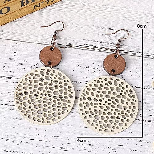 Wooden Geometric Hollow-Out Circle Statement Earrings