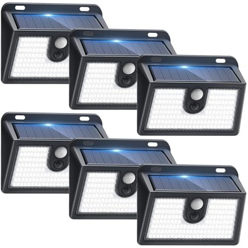 [6 Packs] Solar Motion Sensor Outdoor LED Light for Outside Walking dog Fence Backyard Deck Garde...