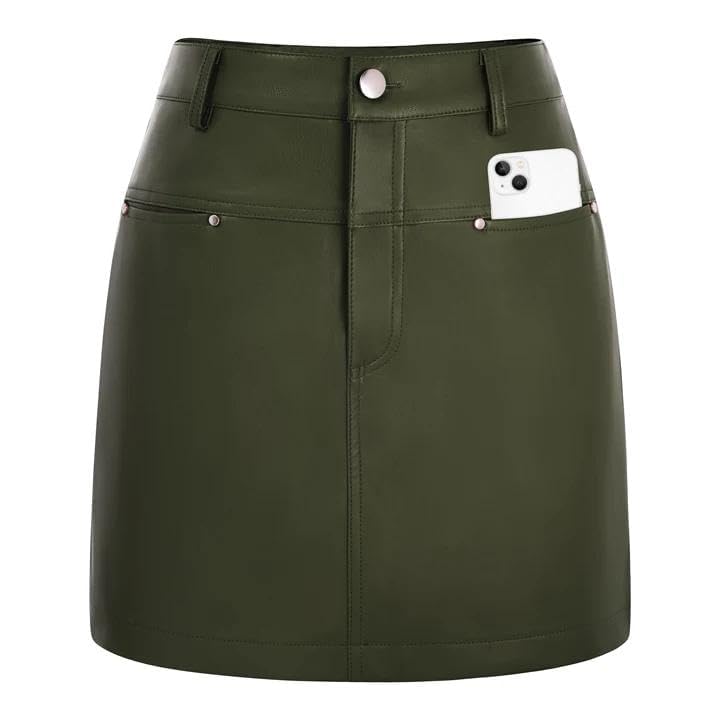Kate Kasin Womens Fuax Leather Mini Pencil Skirts with Shorts 2026