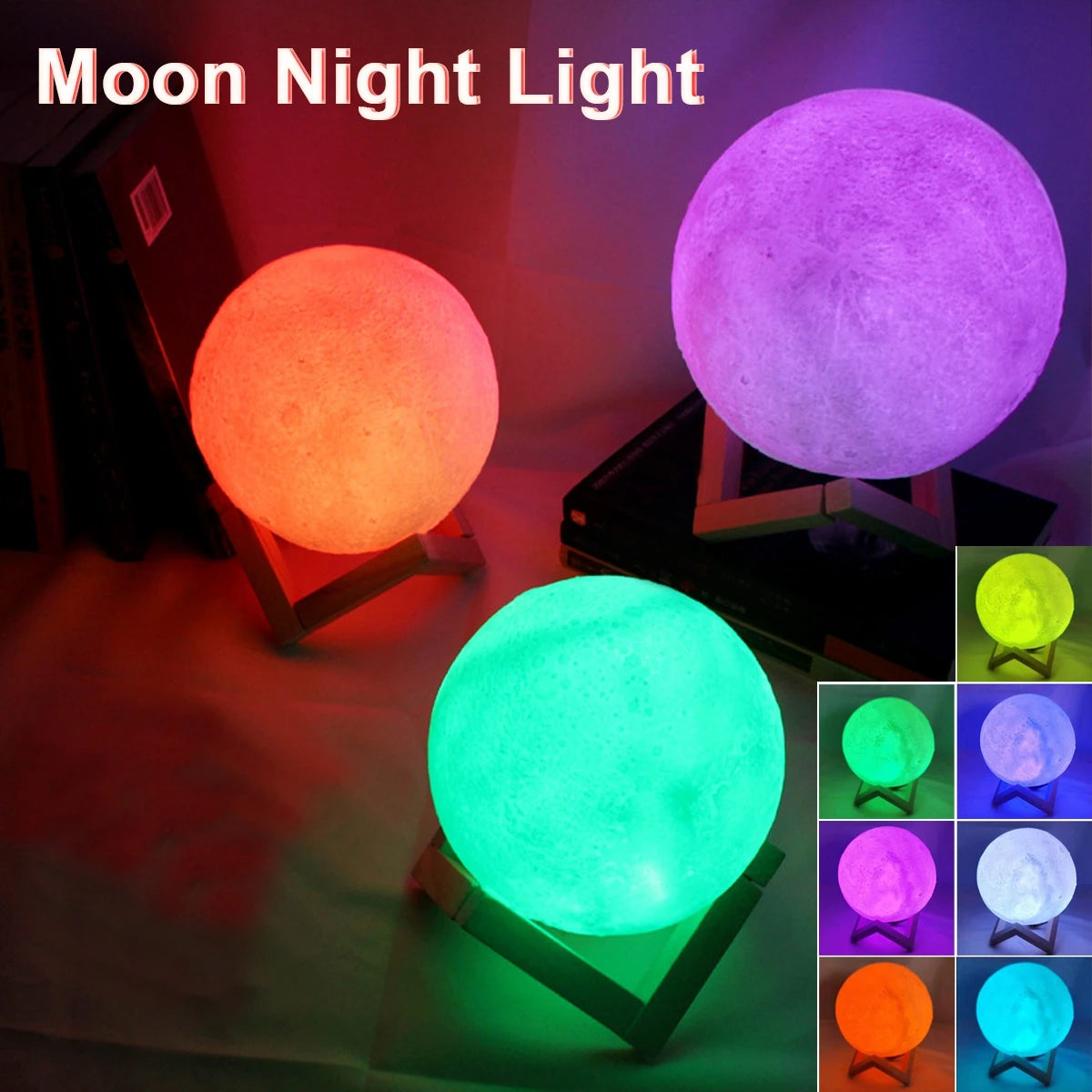 8cm Moon Lamp LED Night LED Light Kids Gift Moon Lamp