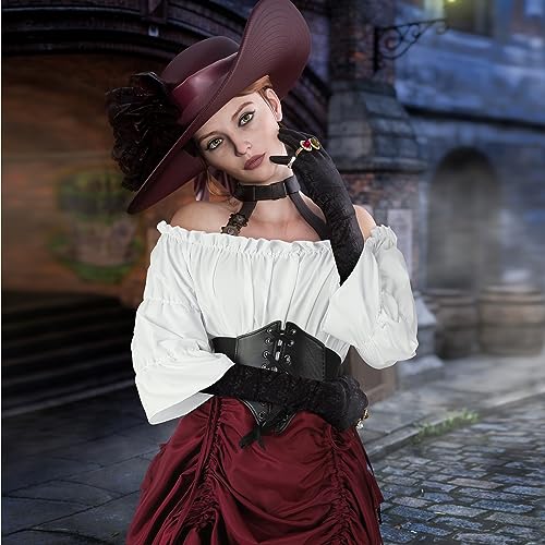 Suhine 3 Pcs Women Renaissance Medieval Pirate Costume