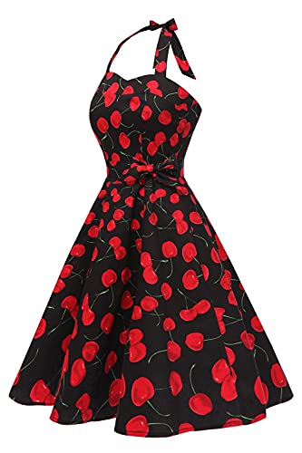 Topdress Women'sVintage Polka Audrey Dress 1950s Halter Retro Cocktail Dress