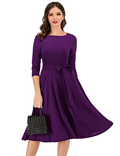 DRESSTELLS Cocktail Dresses for Women, Vintage Wedding Guest 3/4 Sleeves Formal Church Tea Dress