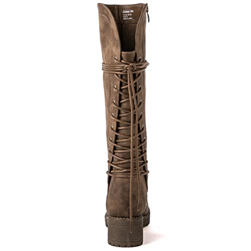 GLOBALWIN Women's Lace Up Back Knee High Fashion Boots