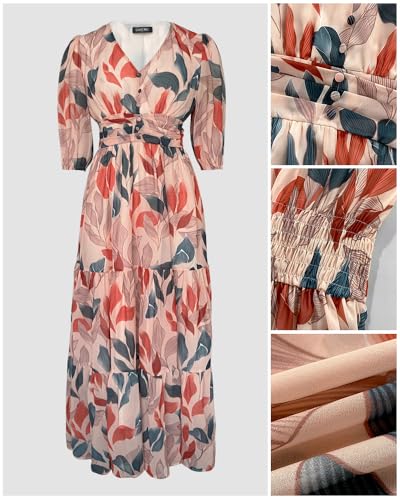 CHICME Womens Summer Boho Floral Wedding Guest Vacation Beach Maxi Dress