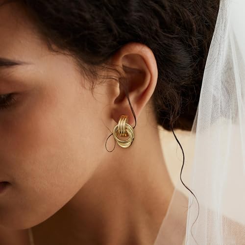 SHERLOVE Chunky Knot Gold Earrings Women Statement Drop Dangle Earrings