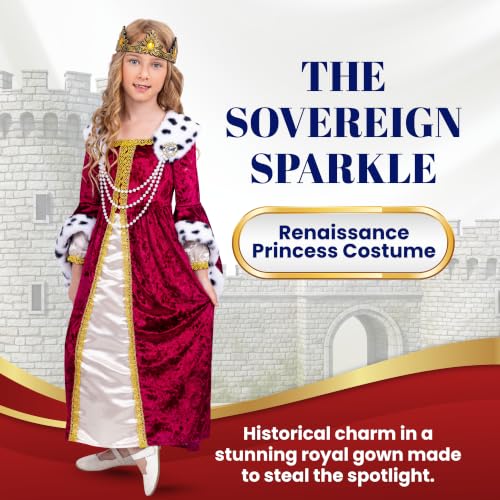 Dress Up America Queen Costume for Girls - Kids Renaissance Princess Costume - Royal Gown and Crown Set