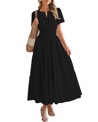 BTFBM Womens Summer 2026 Casual Maxi Dresses Lightweight Short Sleeve Dress