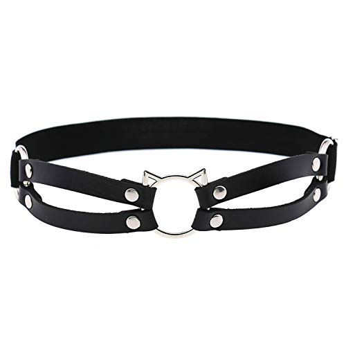 2pcs Adjustable Faux Leather Leg Garter, Elastic Punk Thigh Straps for Ladies