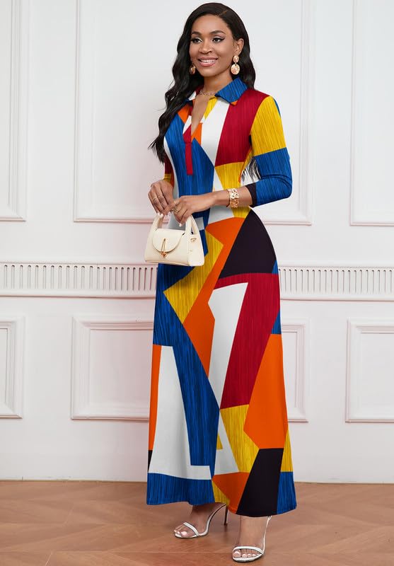 Maxi Dress for Women Casual V Neck 3/4 Sleeve Bodycon Long Party Holiday Dresses Semi Formal Outfits