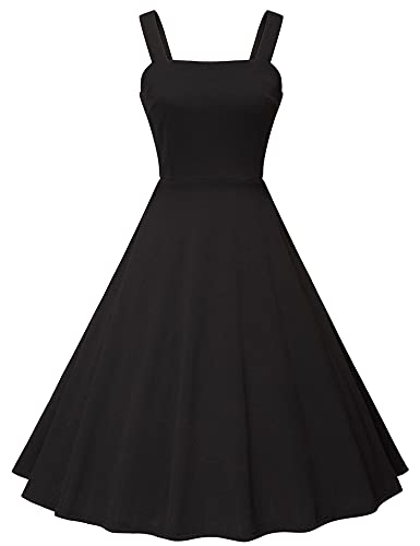 1950s Dresses for Women Vintage Goth Swing Cocktail Dress with Pockets and Chiffon Shawl
