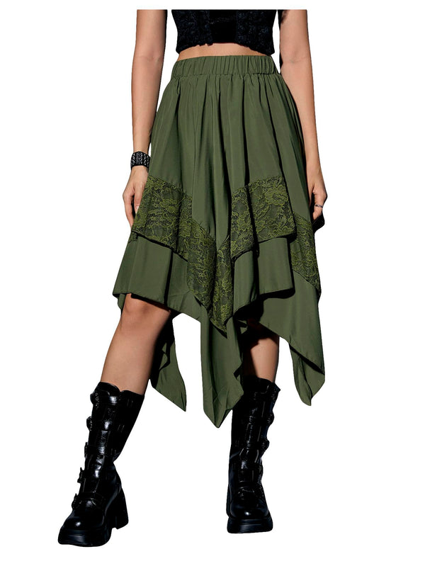 Verdusa Women's Renaissance Flowy Lace Asymmetrical Skirt Whimsical Clothes