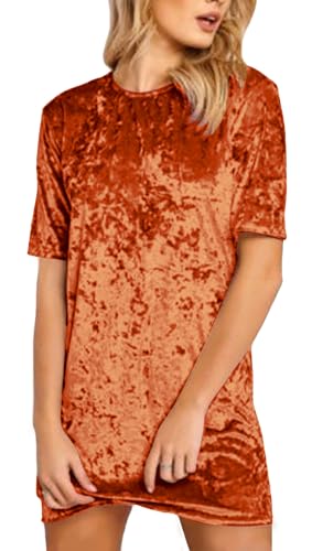 R.Vivimos Women's Crushed Velvet Short Sleeve Mini Dress Main image