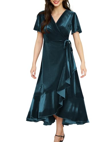 Women's Velvet Maxi Dress Boho V Neck Wrap Maternity Formal Dress Main image