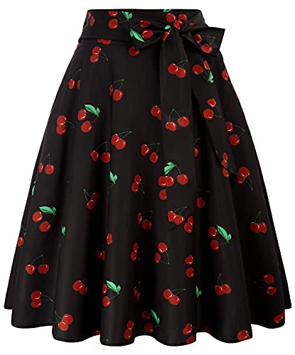 Belle Poque Women High Waisted A Line Skirt with Pockets
