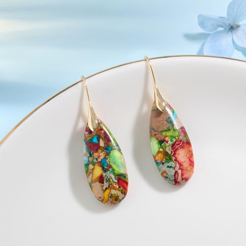 Colorful Boho Natural Stone Dangle Earrings