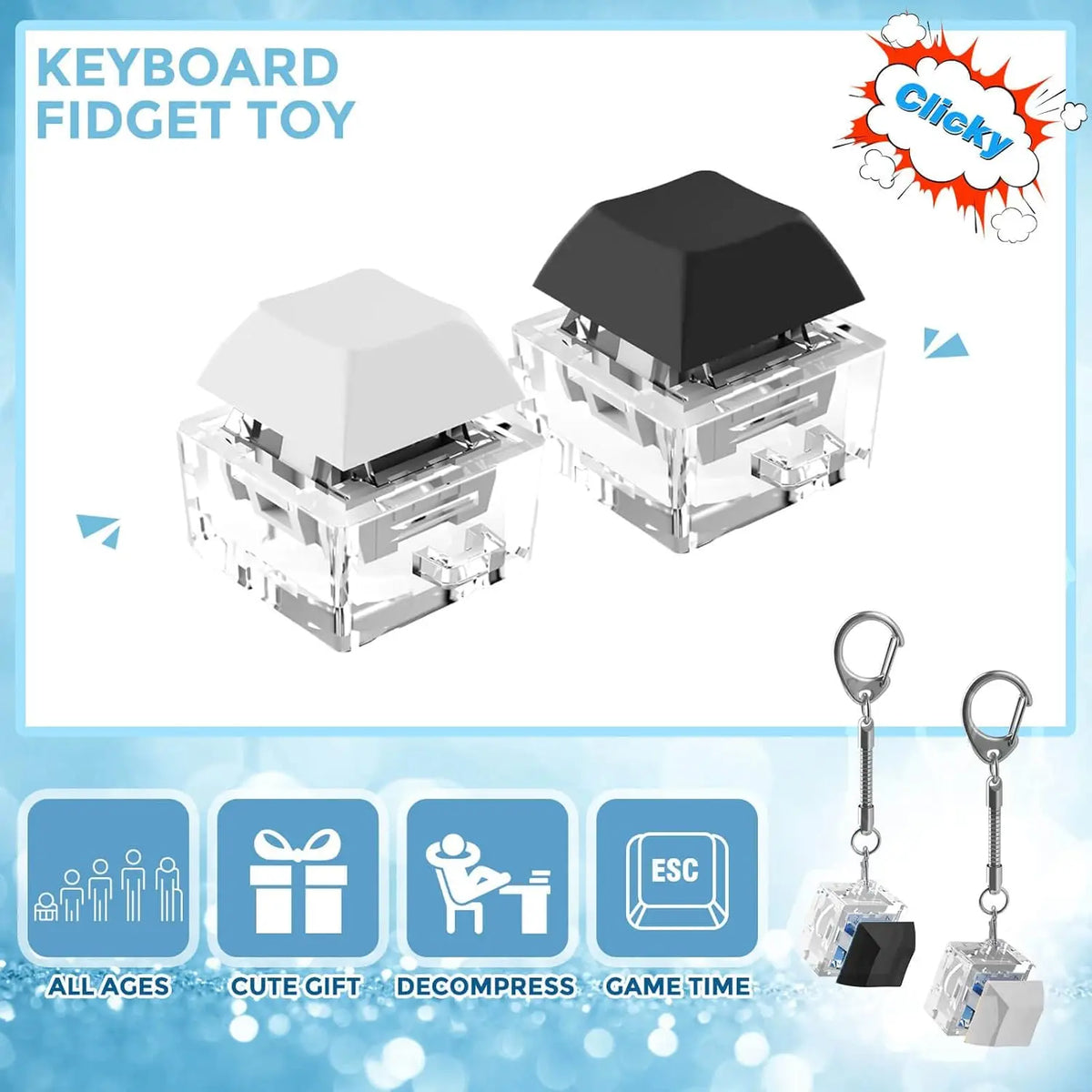Mechanical Keycap Clicker Fidget Keychain