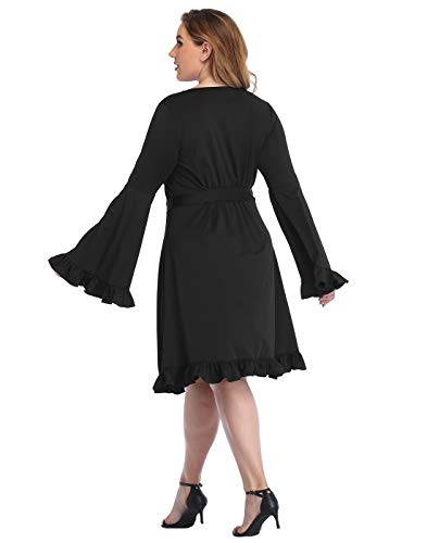 HDE Womens Plus Size Bell Sleeve Dress Vintage A-line Hippie Witch Dress
