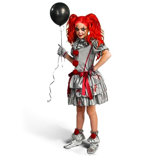 Spooktacular Creations Girls Clown Costume, Evil Clown Dress, Halloween Scary Jester Costume for Girls Halloween