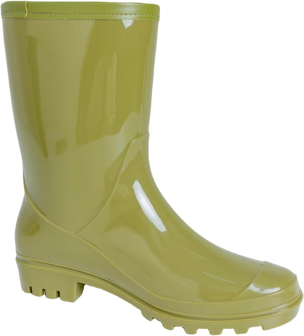 Women's Mid Calf Rain Boots Waterproof Fashion Shoes