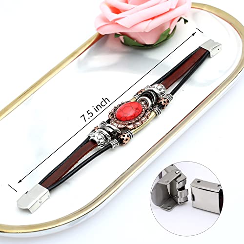 S SUSANN Leather Bracelets for Women Multilayer Bracelets for Women with Genuine Leather Layered Bracelets Boho/Bohemia Style Jewelry for Men and Woman
