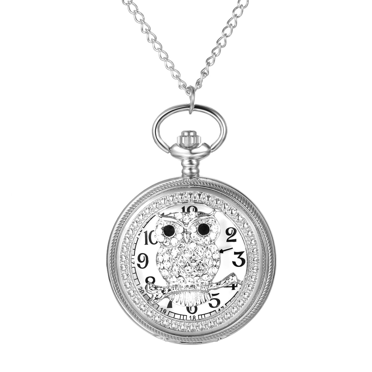 Women's Pocket Watch Skeleton Owl Pocket Watches Pendant Necklace Rhin