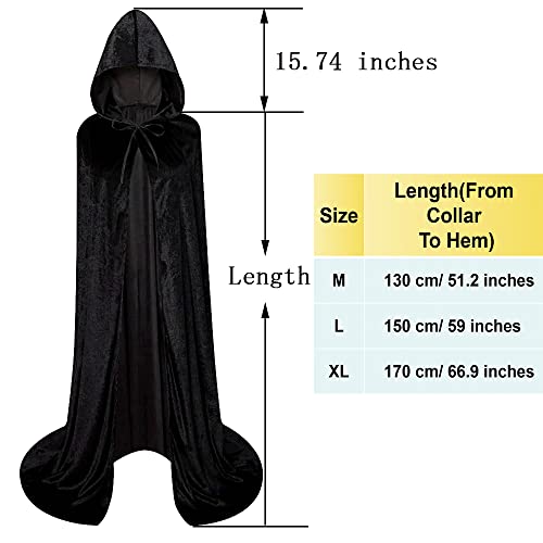 LHJ Unisex Full Length Hooded Robe Cloak Long Velvet Cape Cosplay Costume