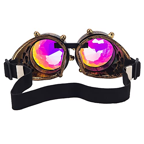 Spiked Kaleidoscope Rainbow Crystal Rave Goggles
