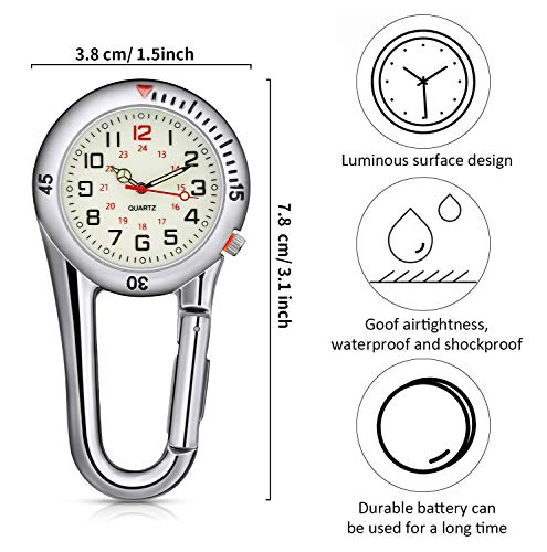 Hicarer 2 Pieces Clip on Quartz Watch Backpack Fob Belt Glow in The Da