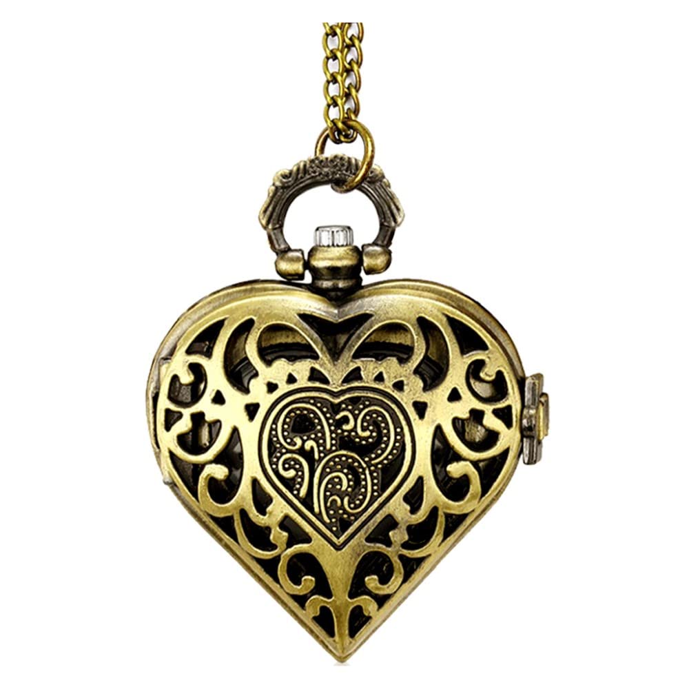 Heart-Shaped Analog Pocket Watch Necklace