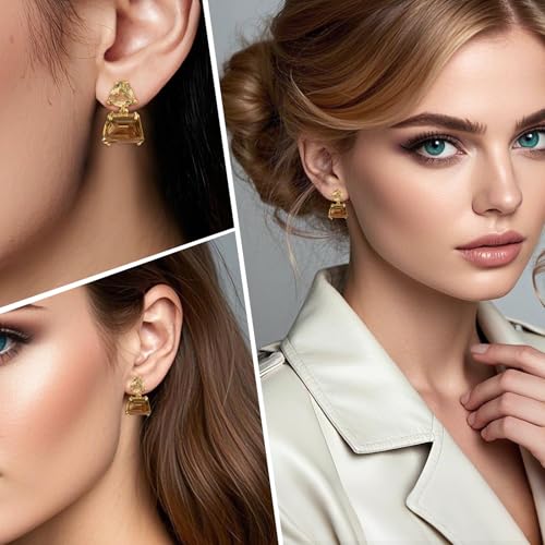 Hypoallergenic Brown Crystal Dangle Earrings for Women